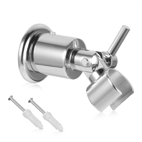 luxe stainless steel shower head holder 180 adjustable handheld wall mount bracket with screws polished round rain setting no electricity needed for flexible showerhead positioning bathroom upgrade sleek bathroom accessory durable bathroom fixture
