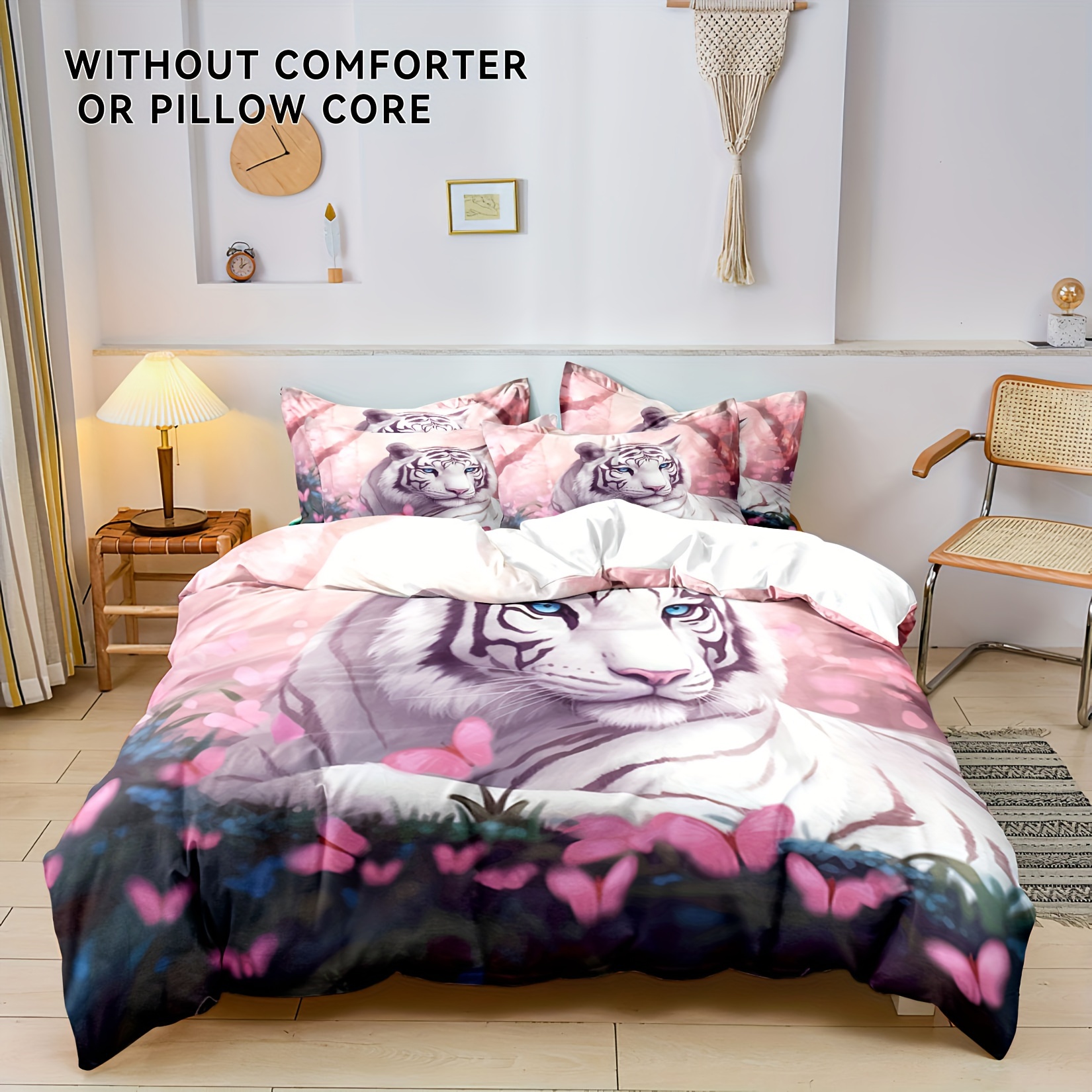 

3pcs Polyester Tiger Print Duvet Cover Set (1*duvet Cover + 2*pillowcase, No Core), Suitable For Master Bedroom And Guest Room, Soft And Comfortable Bedding, Gift For Family And Friends