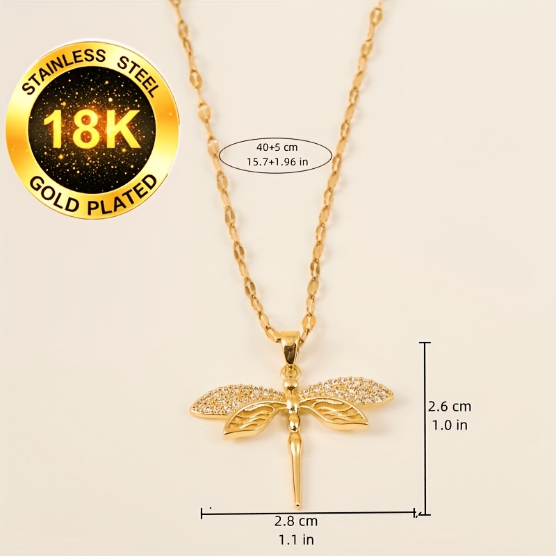 Women's 18K Golden Plated Dragonfly Pendant Necklace