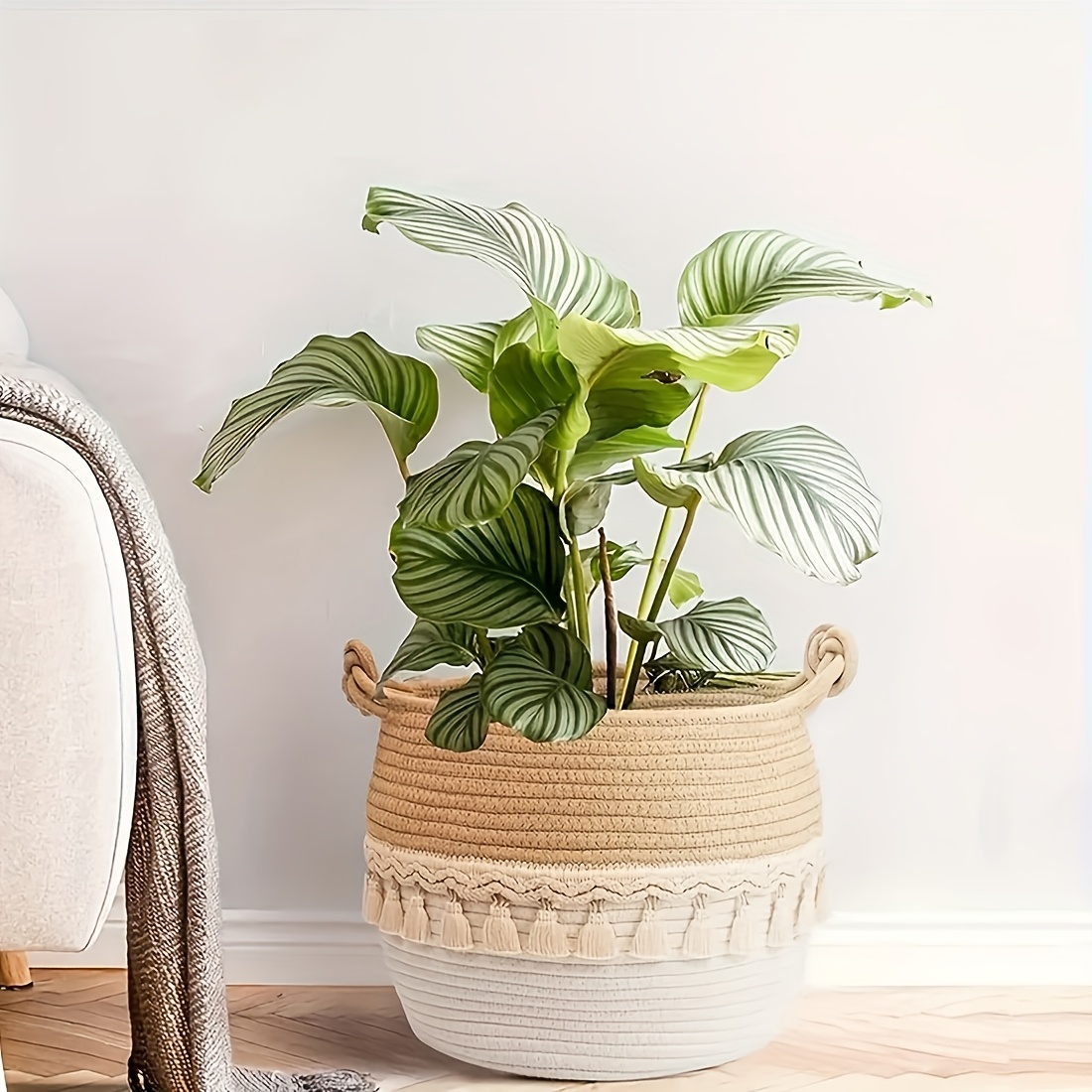 1pc Tassel Decorated Storage Basket Suitable for Various Events And Festive Storage Baskets, Dirty Clothes Storage Basket, Super Beautiful Storage Basket, Shelf Baskets