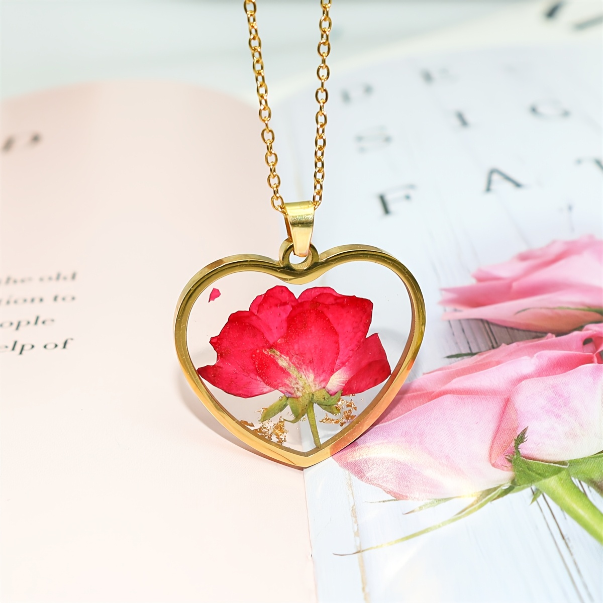 Gladiolus Heart Pendant Necklace