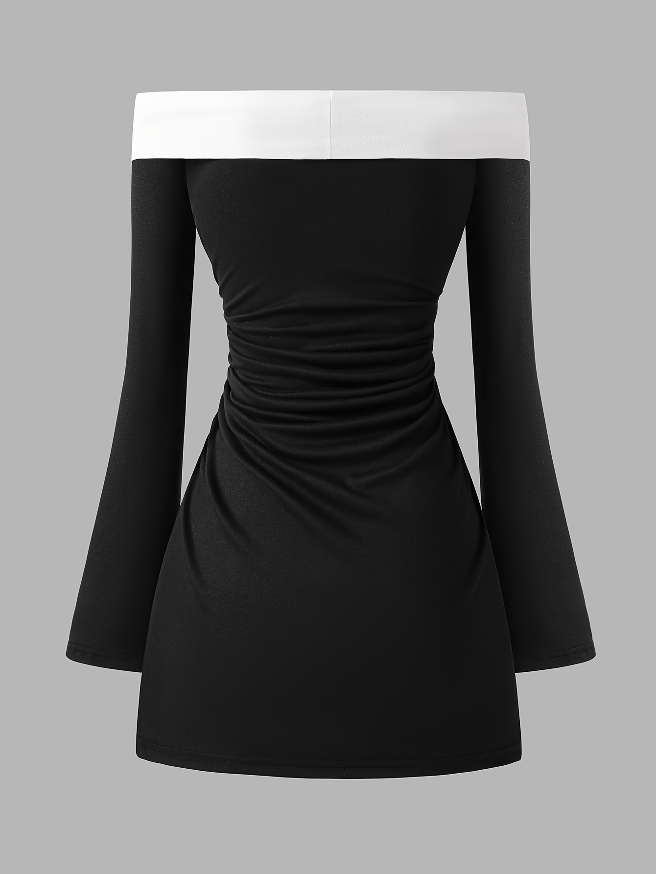 1pc Teen Girls' Elegant Off-the-Shoulder party Formal Dress Long Sleeve  Evening gown, Machine Washable Black &, Formal Events Everyday Outfits, 