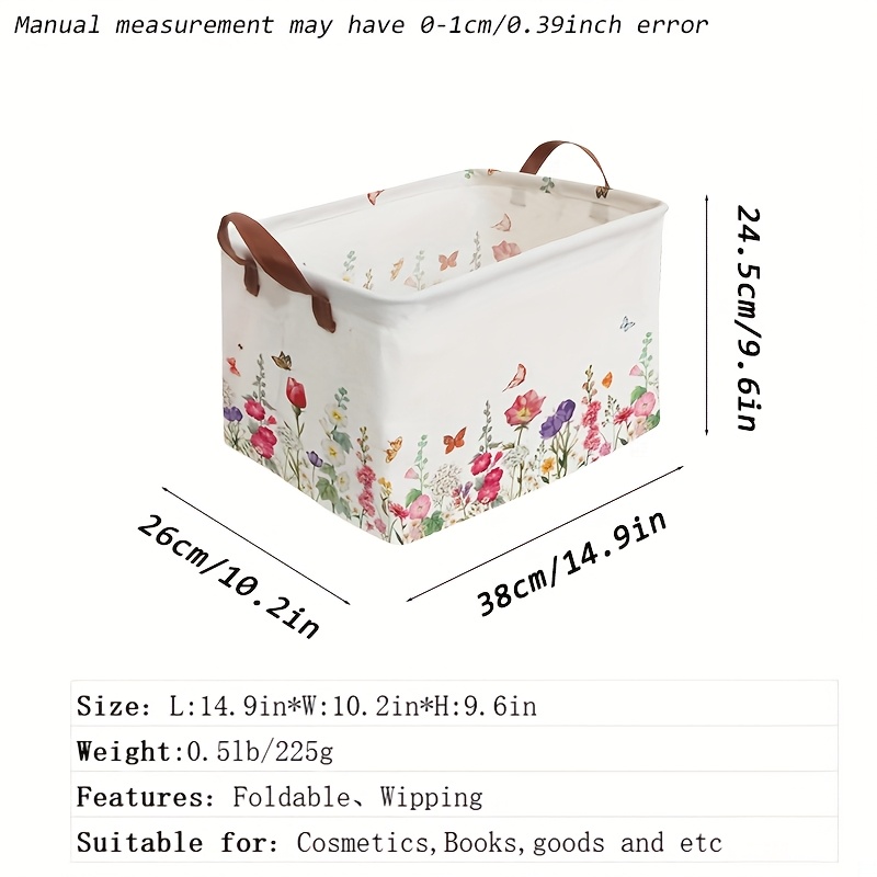 E-shop Aufbewahrungskorb für Frühlingsgartenblumen und Pflanzen, Zusammenklappbarer Bücherregal-Korb für Zimmer, Wäschekörbe