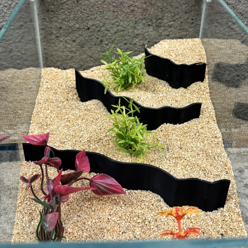 

3pcs Aquarium Decor Set: Black Plastic Sandstone Dividers For Fish Layering & Stylish Aquatic Landscape