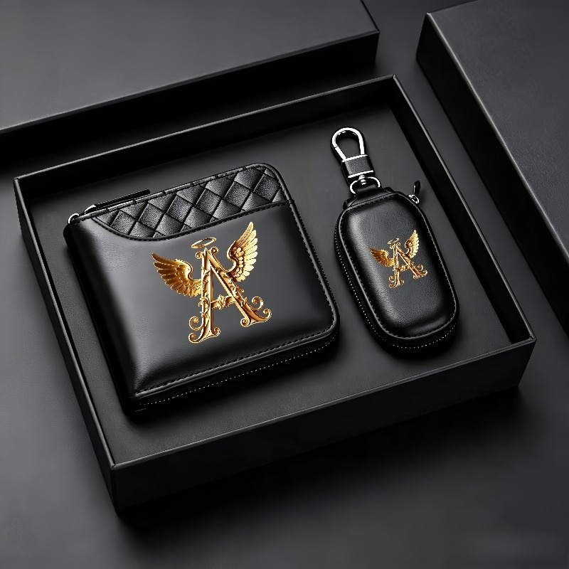 TEMU Portafoglio da premium di fascia 2026, 2 pezzi, con iniziali del cognome da A a Z 26 �� Dotato di portachiavi per auto �� Sintetico con texture