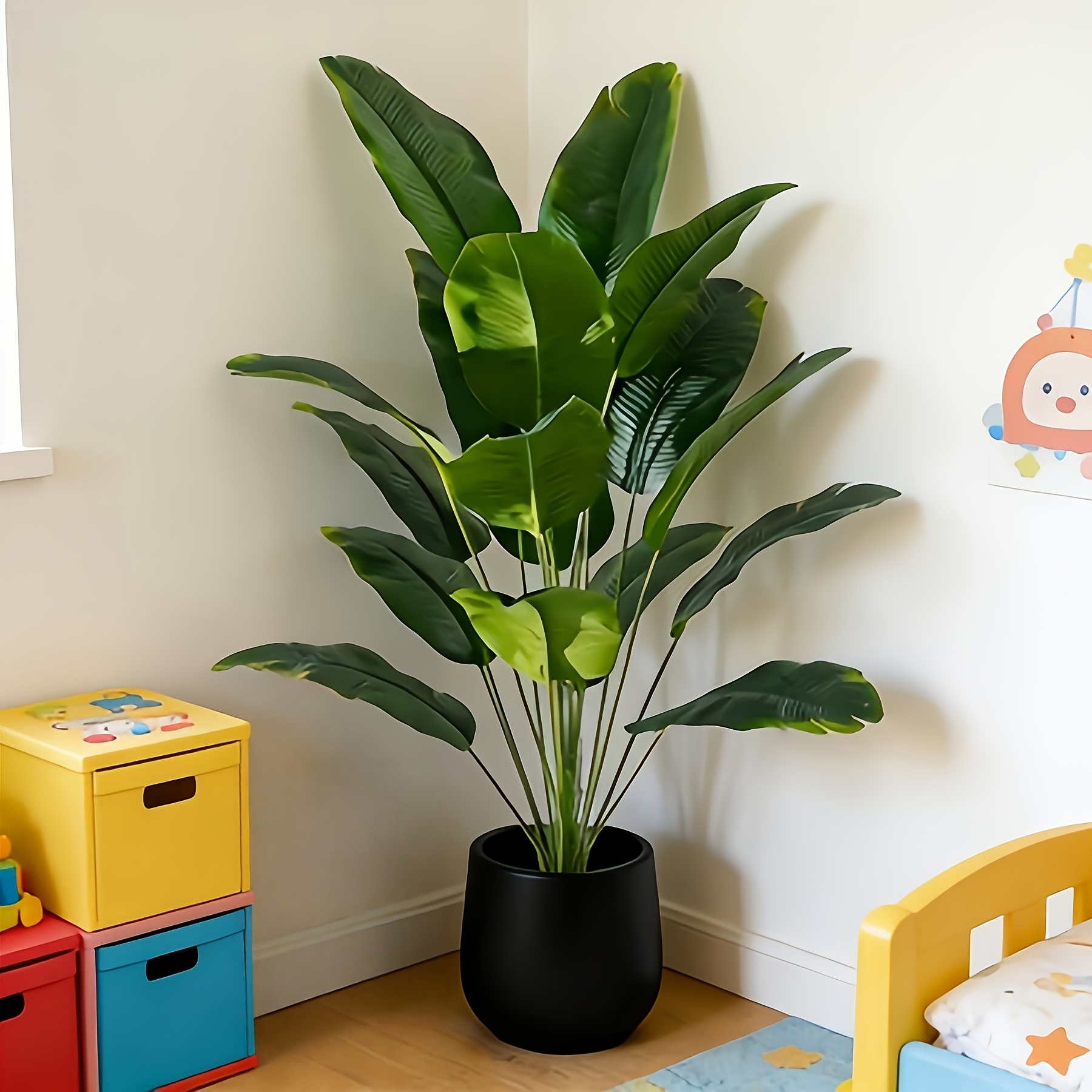 1pc of 18-leaf Artificial Banana Leaf Plant/small Pot Exquisite Green Plant | Aesthetic Decoration for Balcony Corners, Space-saving yet Highly Effective | Easy-to-care and Thriving Potted Plant | Evergreen Potted Plant for All Seasons | Versatile