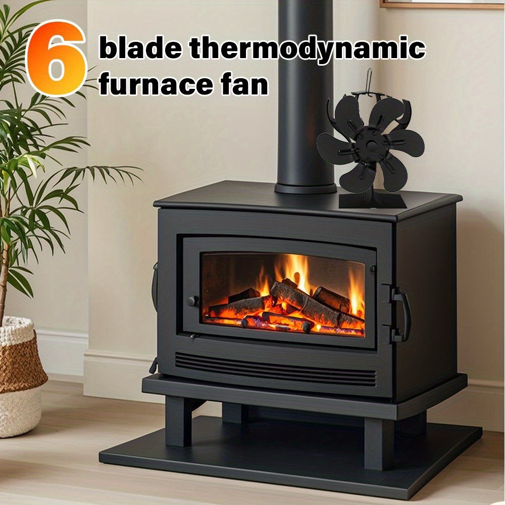 item picture 6 blade thermal energy fireplace fan quiet indoor household wood stove heating fan thermal power circulation fan no electricity required rapid warm air circulation for   heating essential fireplace accessory for autumn and winter