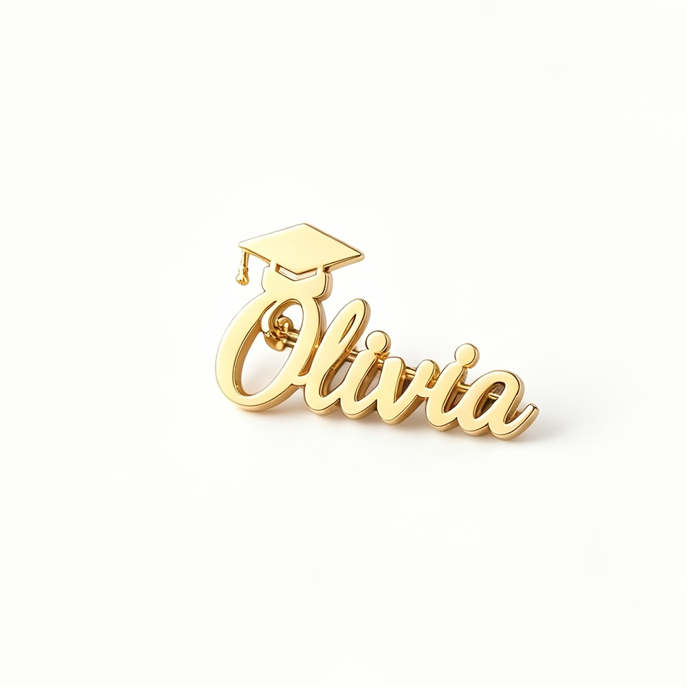 TEMU Personalized Stainless Steel Graduation Brooch Custom Name Engravable Pin, Anti-corrosion & Tarnish Resistant, Unique Unisex Gift For Him/her, ,