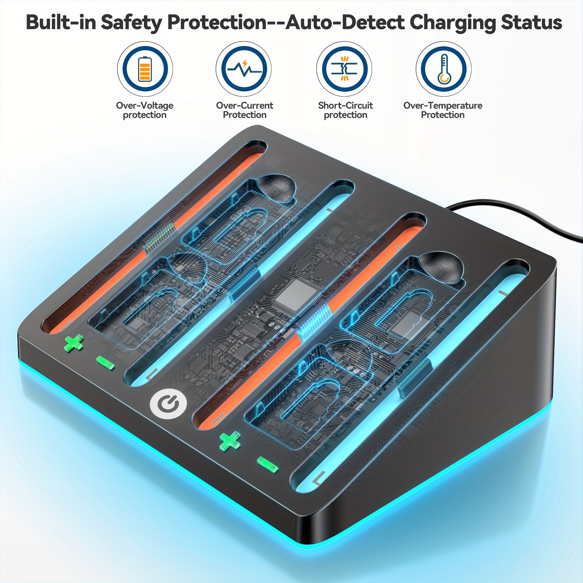 charger for switch 2 game controller charges four controllers simultaneously cartridge storage multi mode rgb lighting charging indicator light flat docking station for ns switch 2 controllers Product details 2