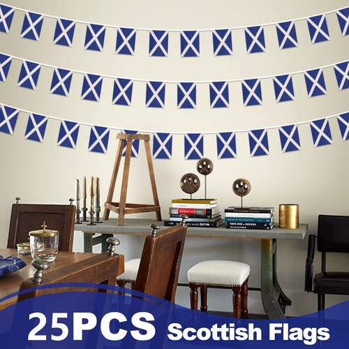 20 25pcs scotland string flag small scotland flag pulling flags 5 5x8 2in durable polyester versatile use for events parties festivals events