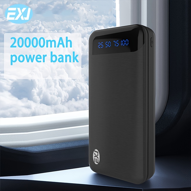 

EXJ 20000mAh Power Bank, Grande 5V 2.1A Chargeur USB avec Affichage LED et Numérique, Entrée Universelle USB Type-C/Micro, Batterie Lithium Polymère Rechargeable, Portable pour Appareils iOS/