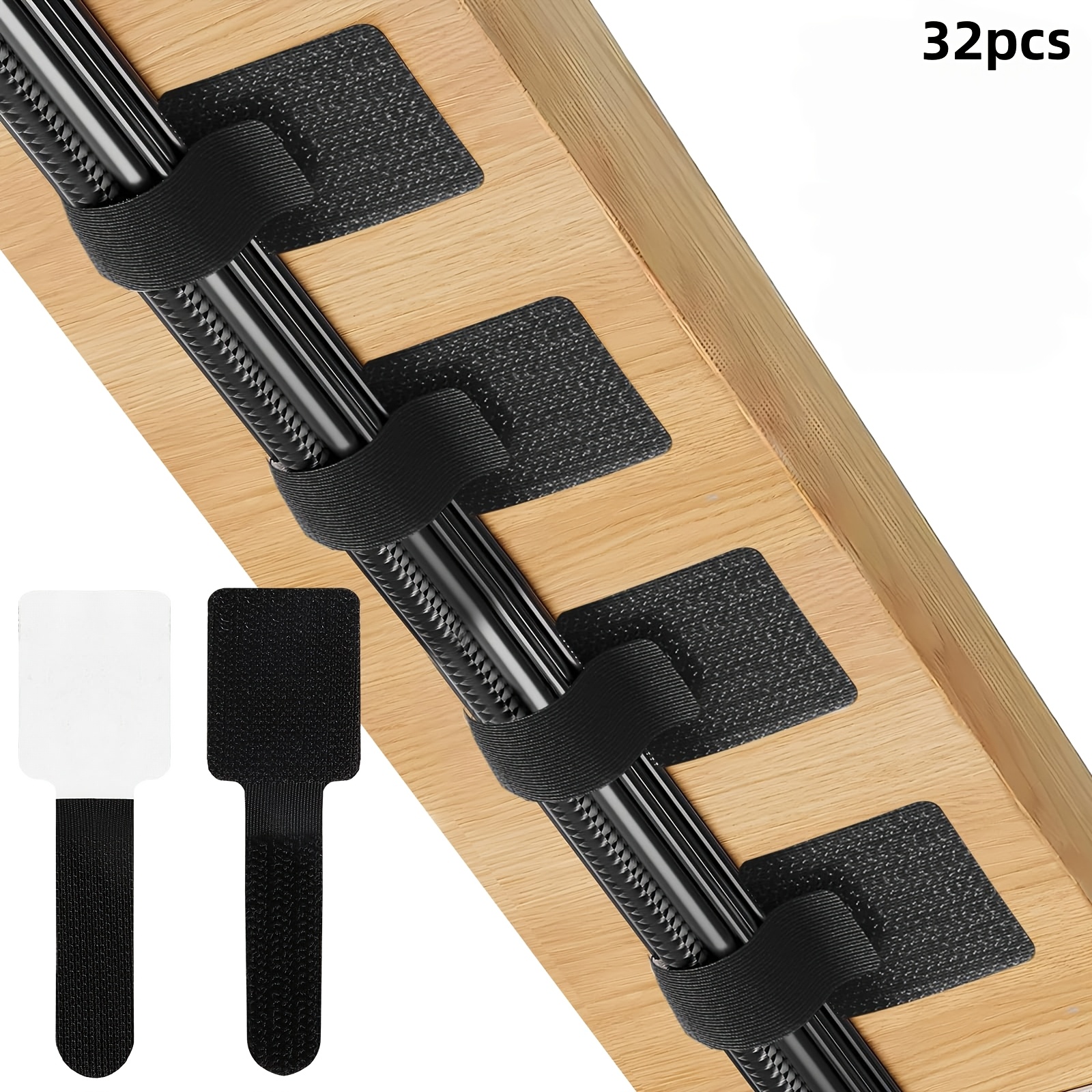 TEMU Lot de 32 serre-câbles réutilisables - Sangles de câble auto-adhésives résistantes pour des câbles d'ordinateur et de bureau, fixation durable
