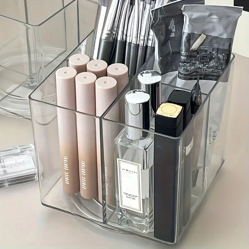 1pc storage for makeup rotating makeup brush bucket makeup storage box pen holder multifunctional desktop storage box dressing table storage desktop storage stationery storage office storage bedroom storage transparent plastic rotatable Product details 1