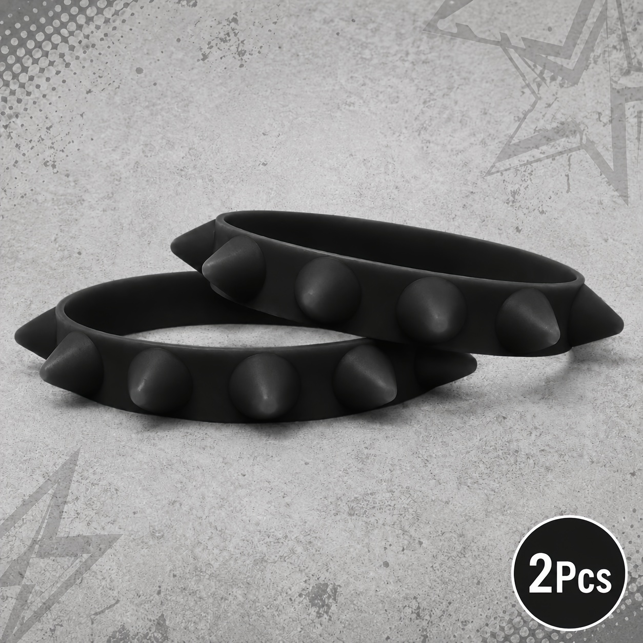 TEMU Lot de 2 bracelets en style punk - Bracelets souples ornés de rivets, bracelets gothiques multicolores adaptés aux concerts, fêtes, événements