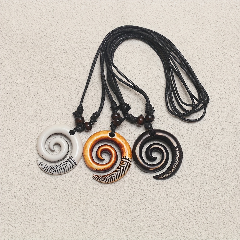 Image of 3 Men's Necklaces With Adjustable Resin Necklaces For Daily Versatile Casual Rope Braided Charm Necklaces For Men And Women, Couple Necklaces Suitable For Work, Shopping, Vacation And Many Occasions