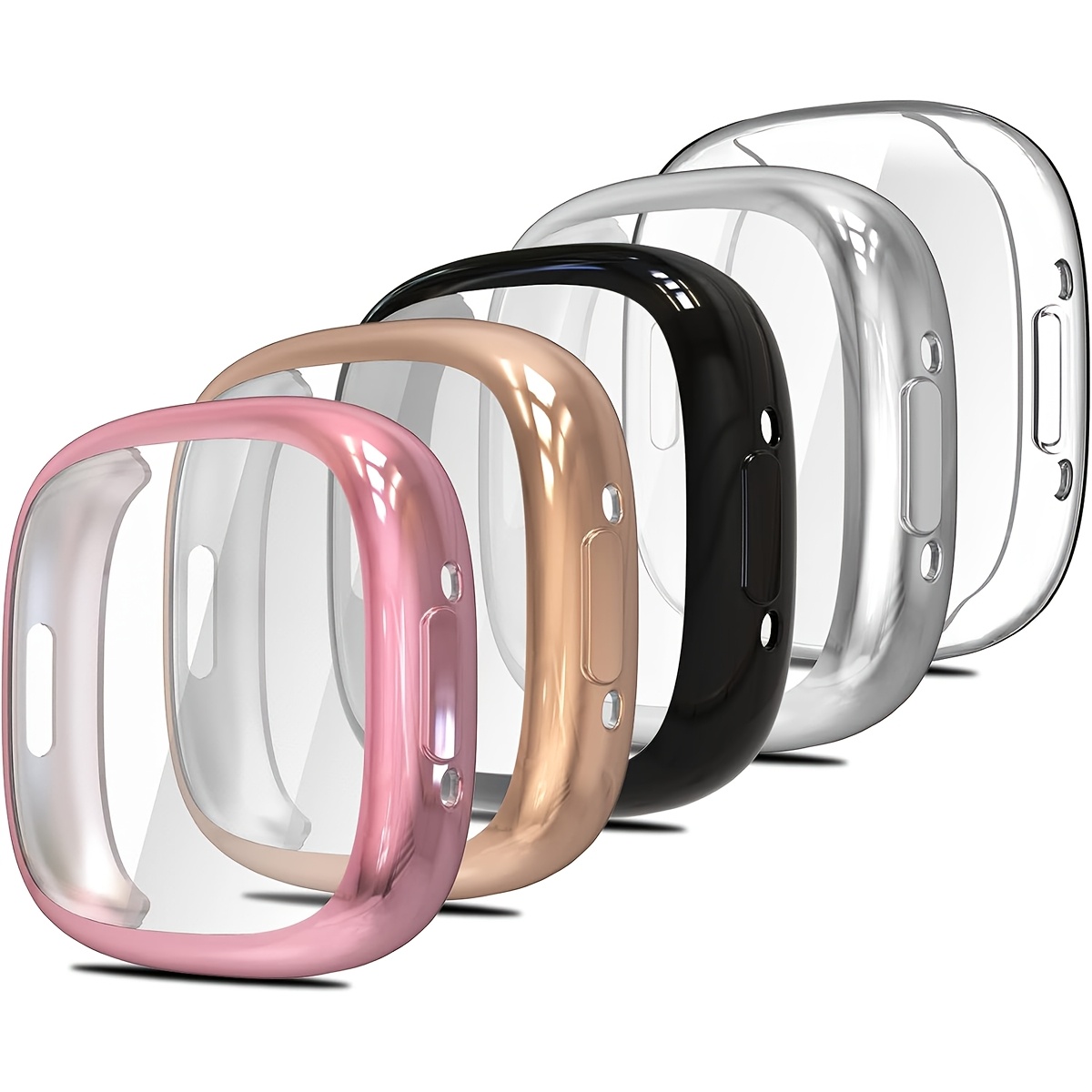TEMU Lot de 5 protections d'écran compatibles avec connectée Fitbit Sense 2/Versa 4, étui de -chute à en TPU souple plaqué compatible avec Fitbit
