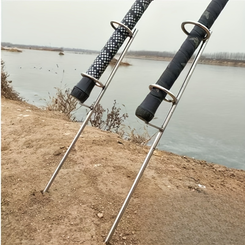 

1pc Metal Fishing Rod Holder With Dual Loop Support - Ideal For , Essential Fishing Gear