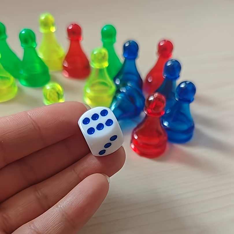 17pcs Set, Crystal Colored Flying Chess Additions with Dice