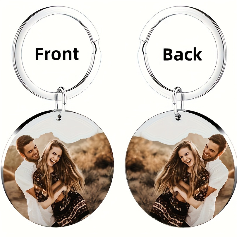 

Custom Photo Keychain - Personalized Stainless Tag, Father's Day, Halloween & Couples Anniversary Gifts