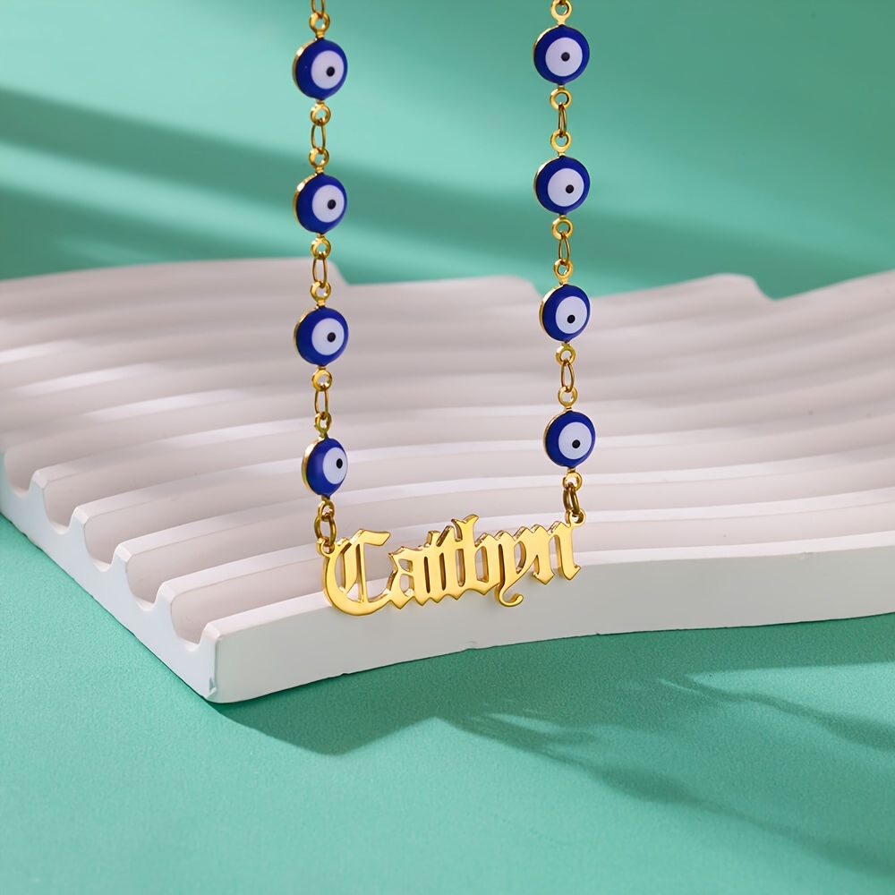 Custom Name Necklace in Ancient English Font, Gift for Her