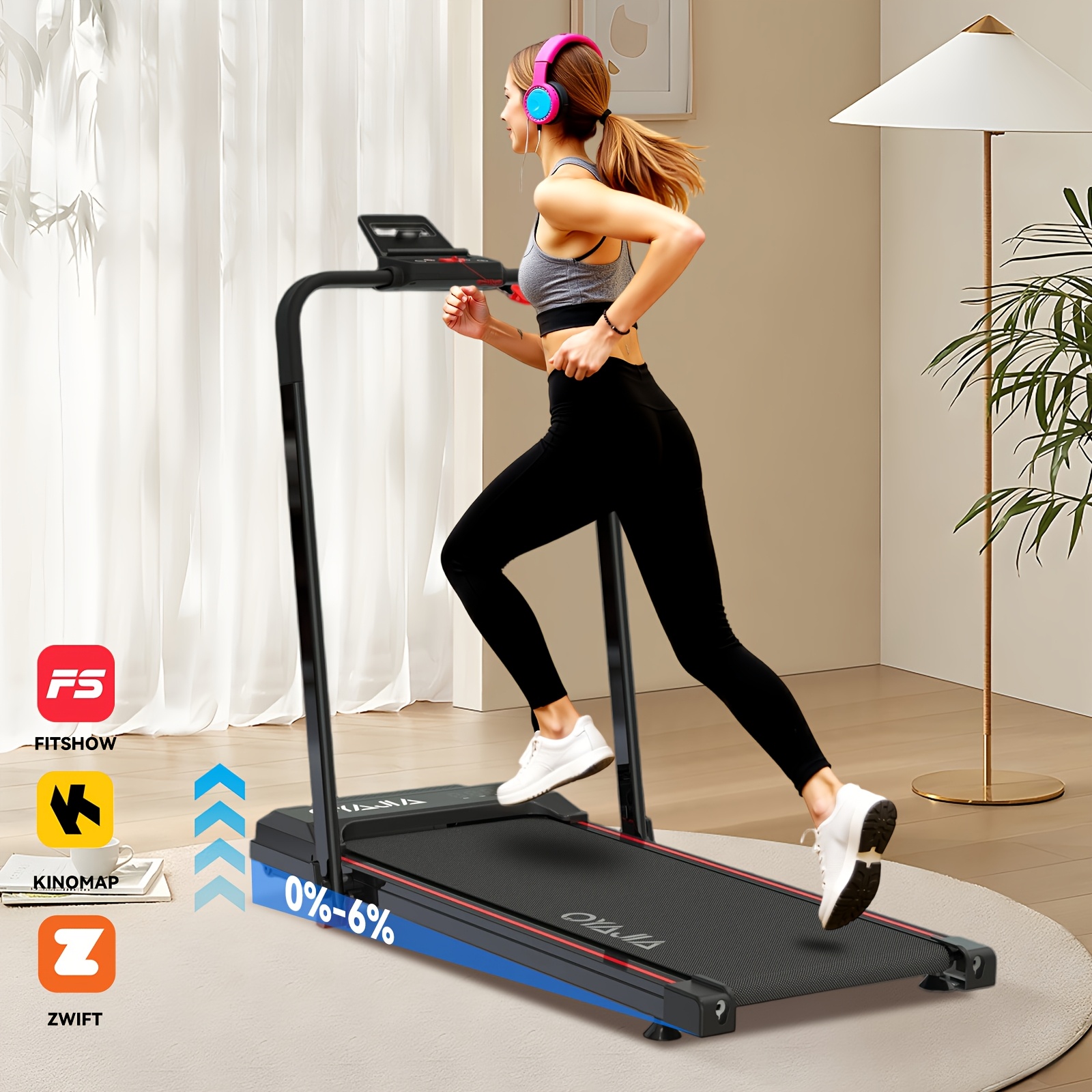 Image of Foldable 2-in-1 Home Treadmill For Walking And Running With Manual Incline Adjustment, Supportive Handrails, Safety Lock, And Led Display Time, Speed, Distance, And , Without Battery