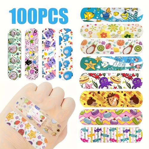 100pcs cartoon series bandages breathable pe material youth and body care stickers suitable for sports and outdoor activities daily use wound care