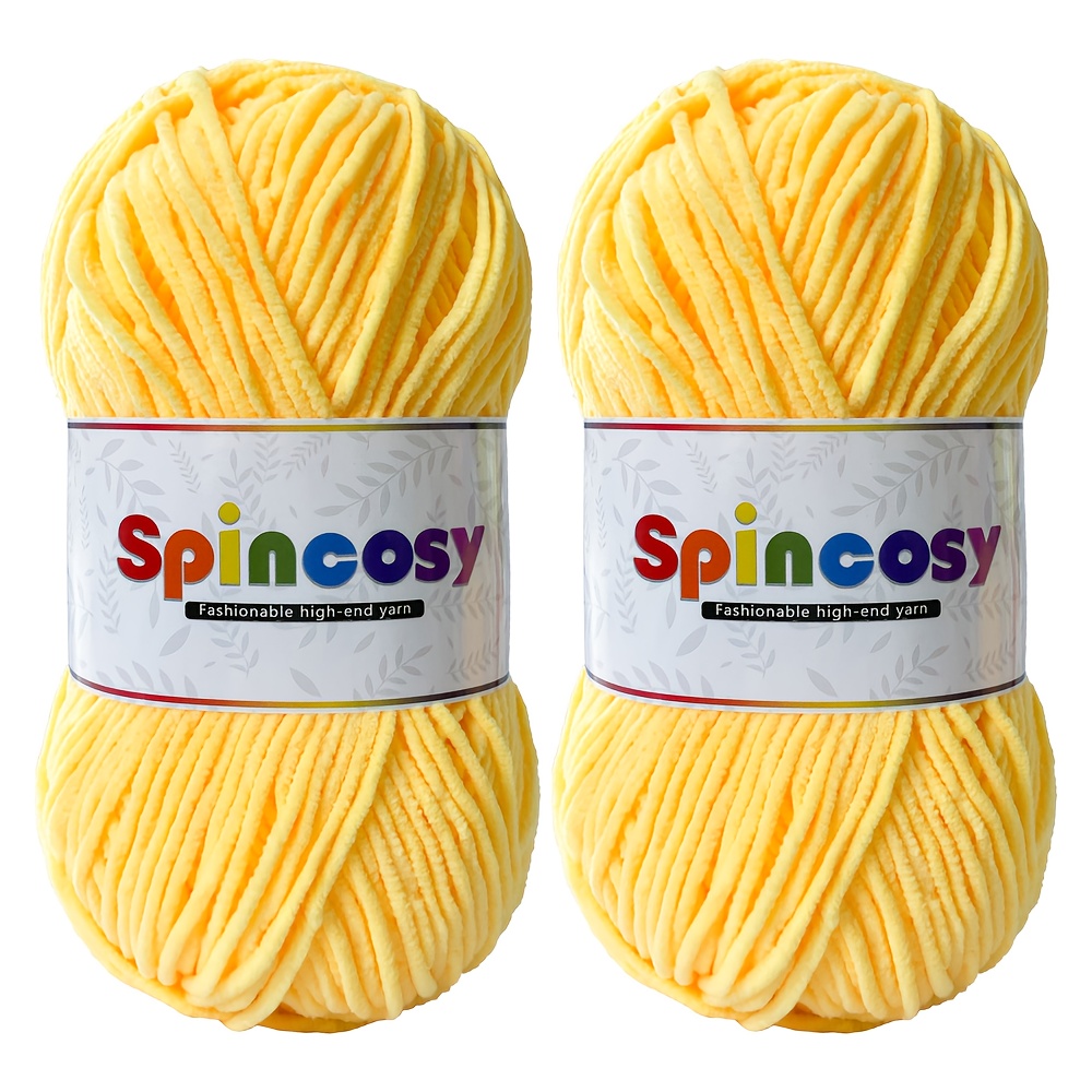 TEMU 2-pack 100% Polyester Chenille Yarn Skeins, 2mm Medium-thick Soft, Suitable For Hand Crochet Pillows, Bags, Dolls And Other Handmade Projects