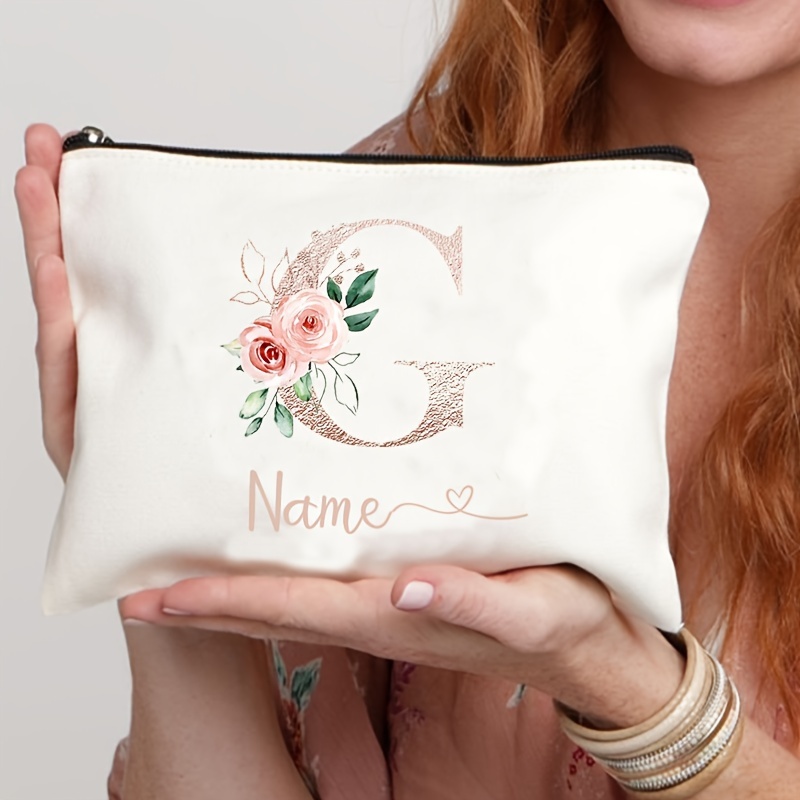 TEMU 1 pz Borsa Cosmetici Personalizzata con Iniziali e | Borsetta con Logo Personalizzato, , Pochette da Viaggio con Cerniera, Astuccio, Non, Senza