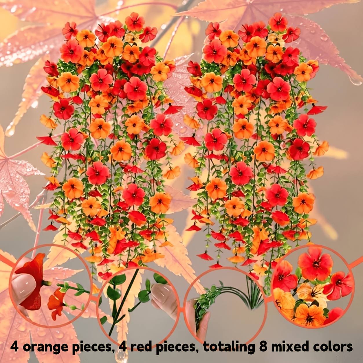 TEMU 8pcs Uv-resistant Realistic Artificial Daisy Flowers Suitable For Outdoor/, Uvproof Faux Floral Garland With Plastic & Stems For Fall,