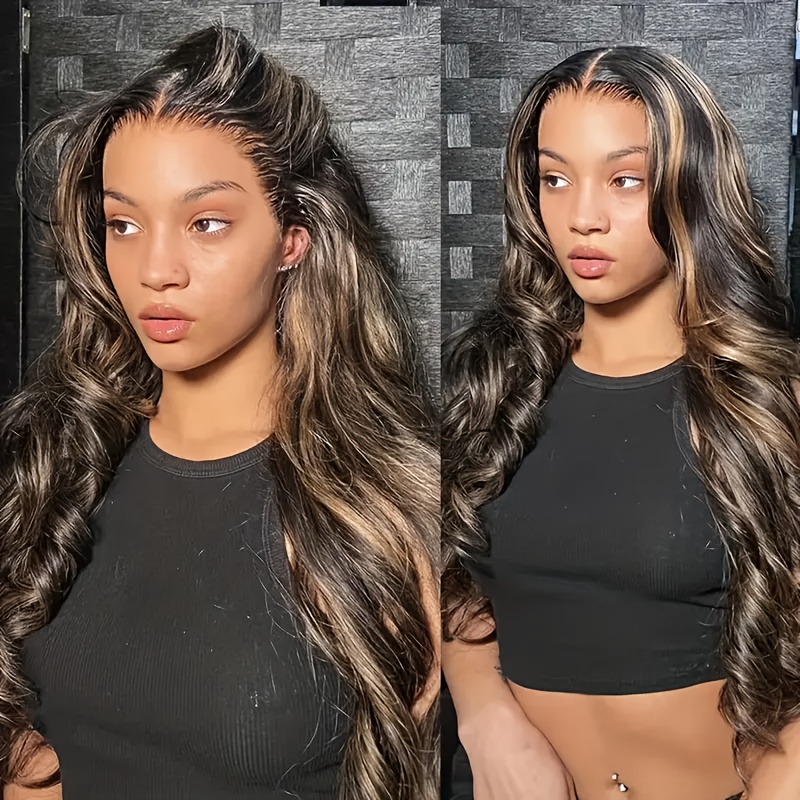 Fb30 250 Density Body Wave Human Hair Lace Front Wig With 13x6 Frontal & Ombre Highlight Color ( To Dark) - Pre-plucked Baby Hair Looking Hairpiece For African /european/asian For Women