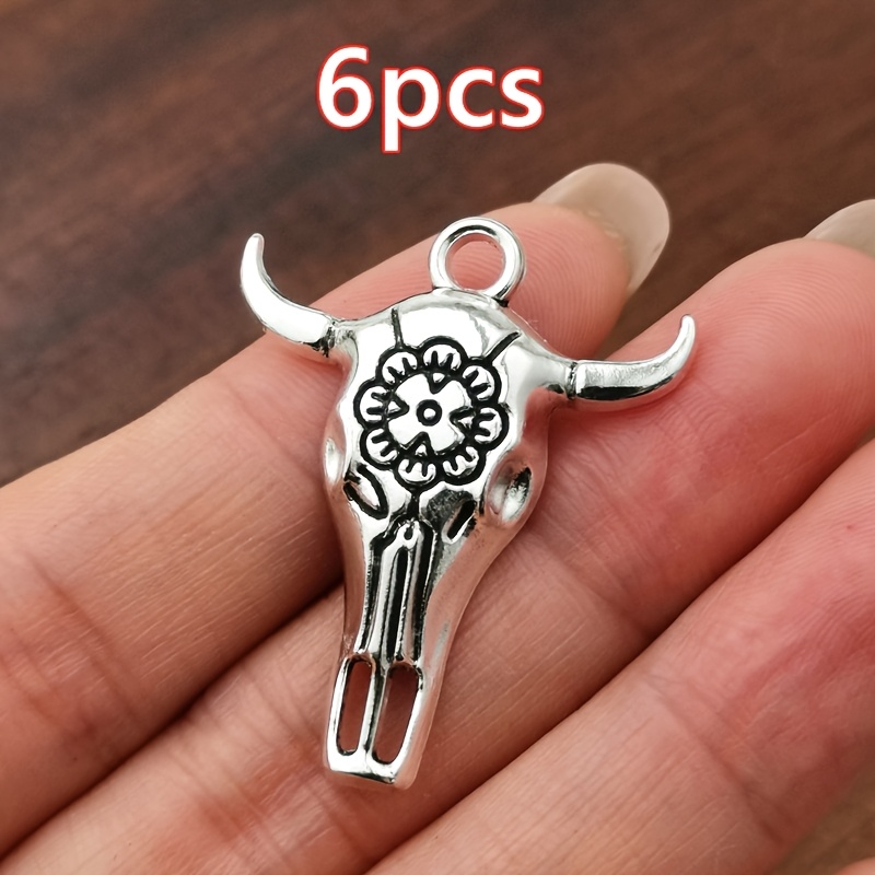 6/11pcs Retro Exquisite Flower Bull Head Pendant Set