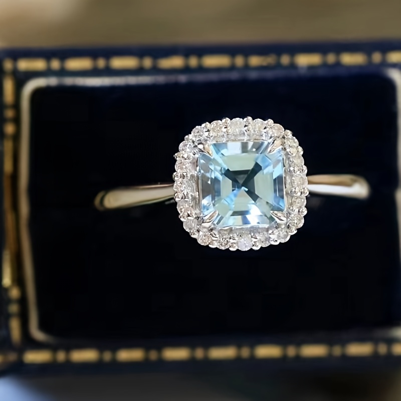 Women's 925 Silver Geometric Colored Stone Ring with Zirconia