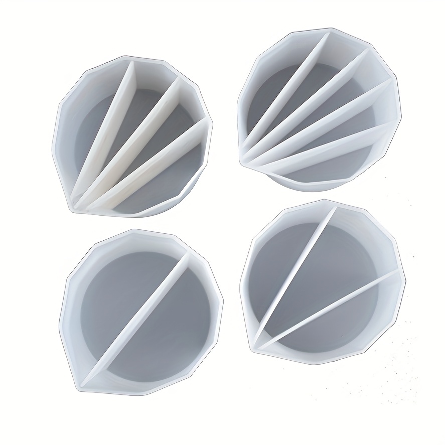 TEMU Silicone Split Cups, 4pcs Thicken&reusable Resin Mixing Cups With 2-5channels, Dividers Paint Supplies, For Resin Crafts, Jewelry Casting Tools