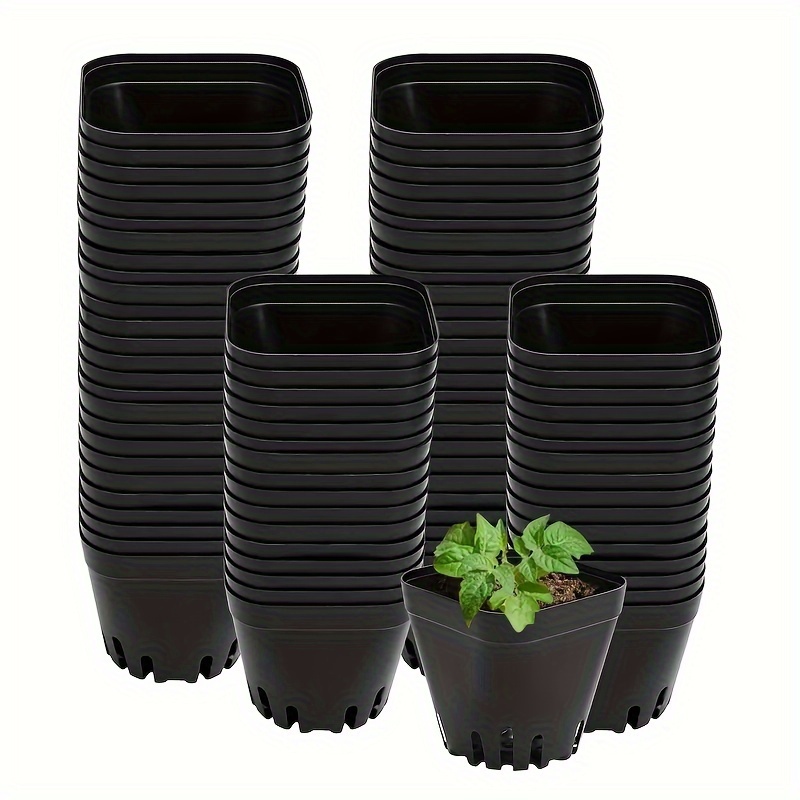 

50 Packs, 2.56 Inch Plastic Seedling Pots For Plants, Small Squarestarter Nursery Planters For Starting Seeds, Flowers, Succulents, Propagating, Indoor Garden (black)