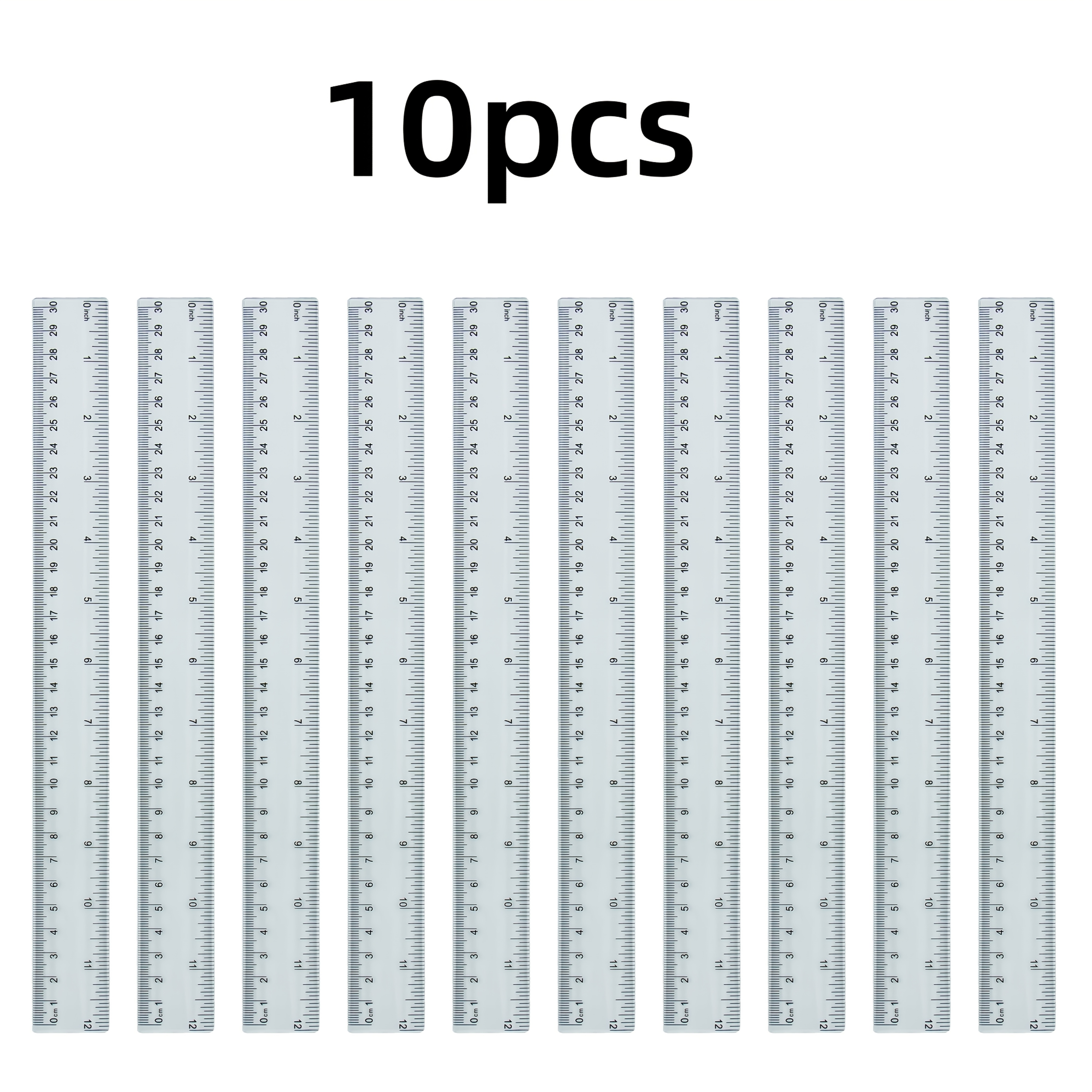 TEMU 30cm Straight Ruler 3. 10pcs Pack Suitable For School, Home, Measurement, Painting, Etc