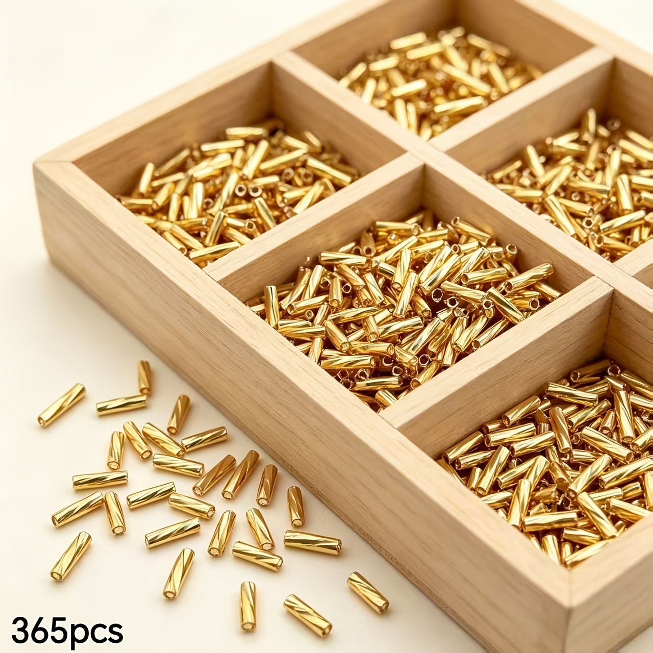 TEMU 730pcs/365pcs 2X8Mm Cuentas de Tubo de Vidrio de Semilla en Dorado Plateado, Cuentas Transparentes de Agujero para Manualidades, Borlas Hechas a