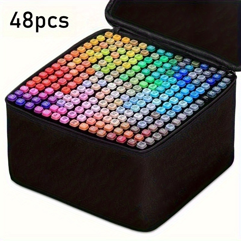 48pcs Oil-Based Markers Artist Set - Dual Tip (Broad & Fine) Long-Lasting Ink for Professional Illustration, Design, Office Labeling, Art Supplies|Vibrant Color Palette|Durable Markers, Marker Set