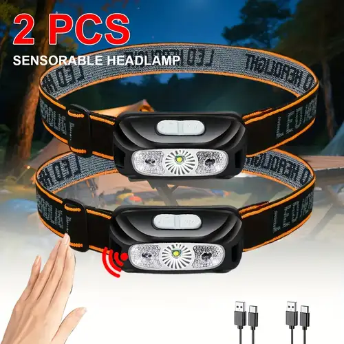 GEARGADGET COB LED Headlamp – USB Rechargeable, Waterproof, 150ft Range, Black, 3.7V