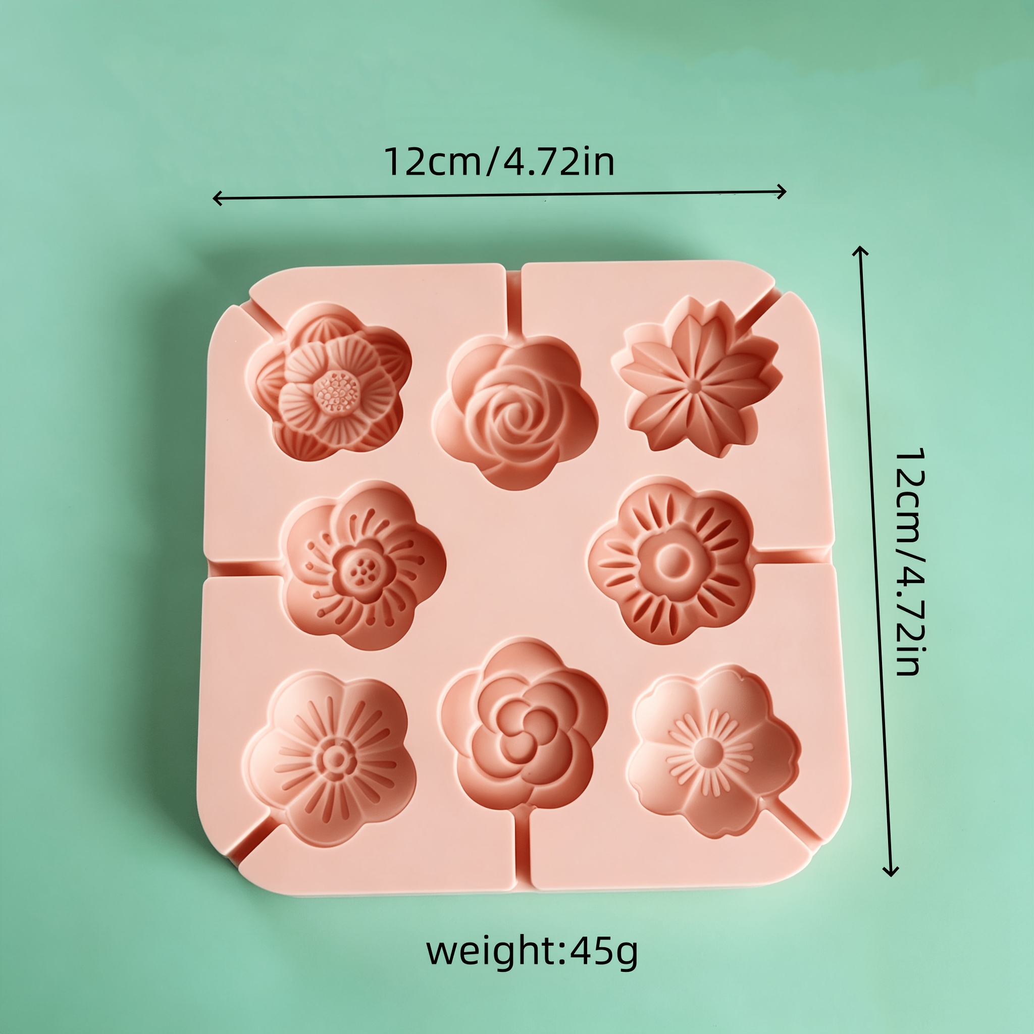 TEMU Moule à sucettes en silicone de fleur, moule à chocolat, découpe-coupons, moule à bonbons de bouteille de cire adapté aux anniversaires, fêtes -