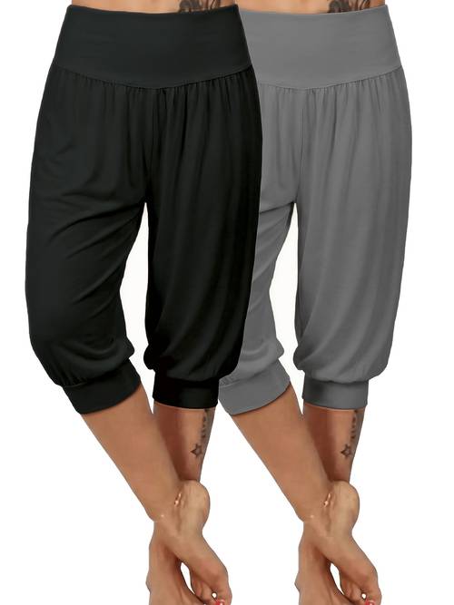 2pcs womens european and comfortable loose harem pants solid color versatile sports casual pants yoga pants joggers