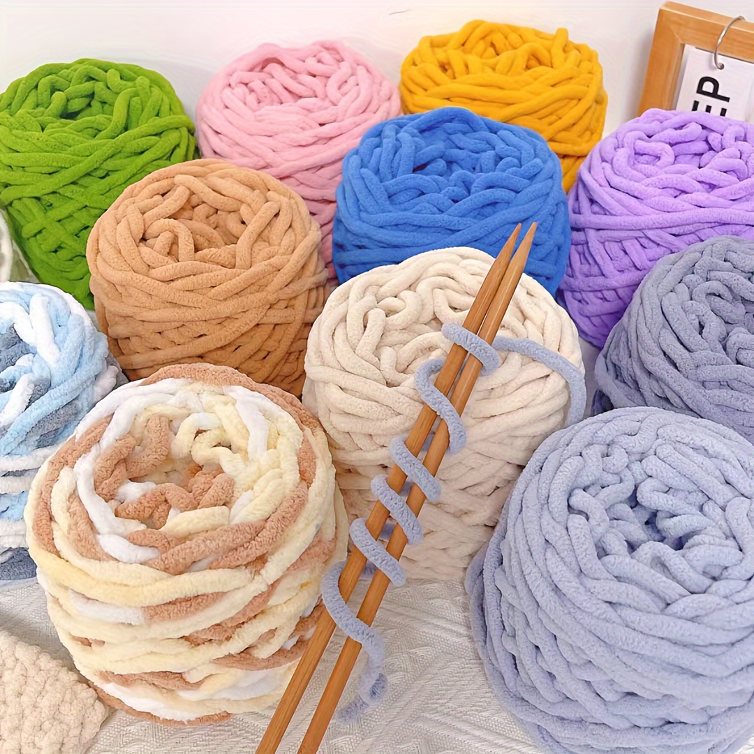 

1pc Grams Super Soft Chenille Yarn, 55% Acrylic 45% Polyester Chunky Yarn For Hand Knitting, Big Chenille Chunky Yarn For Arm Knitting, Jumbo Soft Fluffy Yarn, Large Plush Yarn