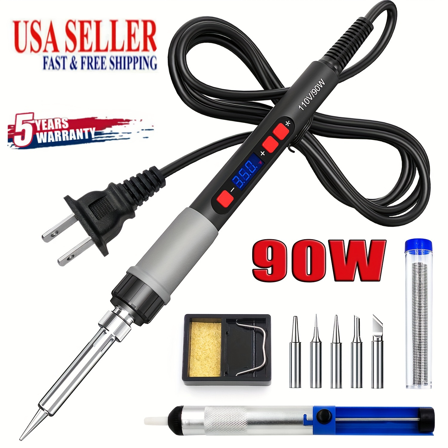 

Soldering Iron Electric Adjustable Temperature Welding Solder Wire Kit 90w