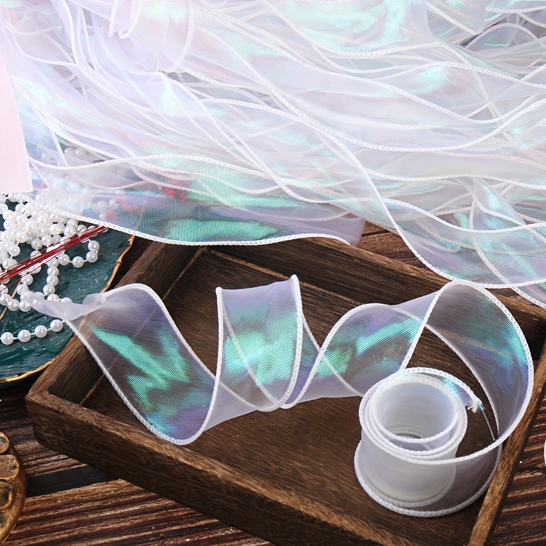 Image of 2-meter Long/4cm Wide Iridescent Fishtail Ribbon, Headpiece Decoration, Bow Material, Gift Baking Packaging Ribbon