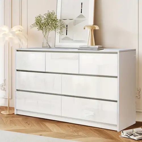 fultru modern white 7-drawer dresser - sleek tall chest of drawers with no-handle design, sturdy mdf frame, large storage organizer for living room & entryway, easy assembly, dresser storage organizer - furniture - fultru modern white 7-drawer dresser - sleek tall chest of drawers with no-handle design, sturdy mdf frame, large storage organizer for living room & entryway, easy assembly, dresser storage organizer - furniture -