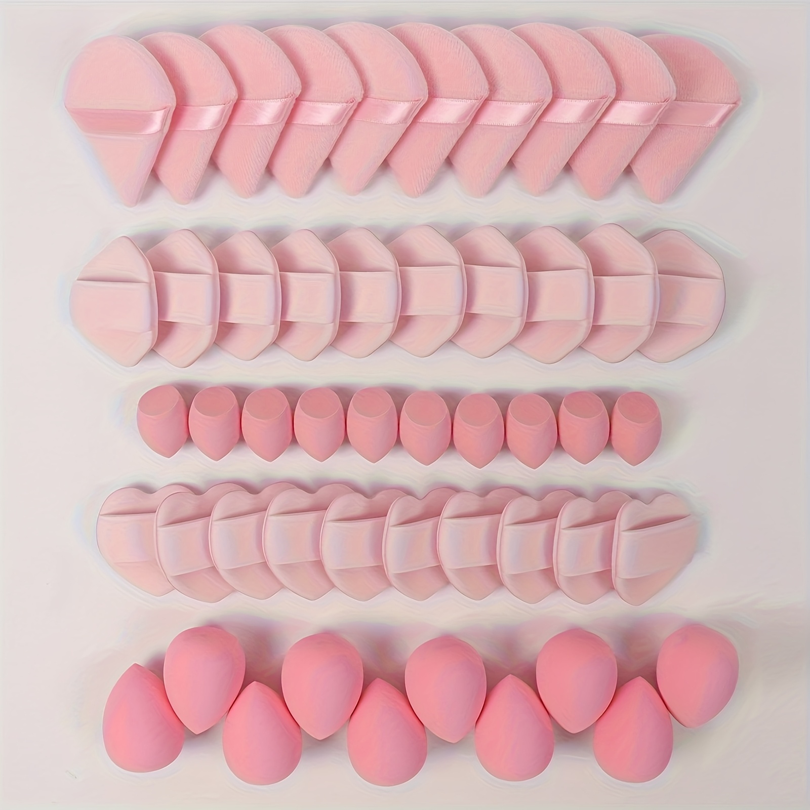 Temu – TEMU 50pcs Latex- Soft Velvet Makeup Sponge Set – Light Beige & Pink Powder , Cushion Sponges & Mini Blenders For Sensitive Light Beige, Wet/dry