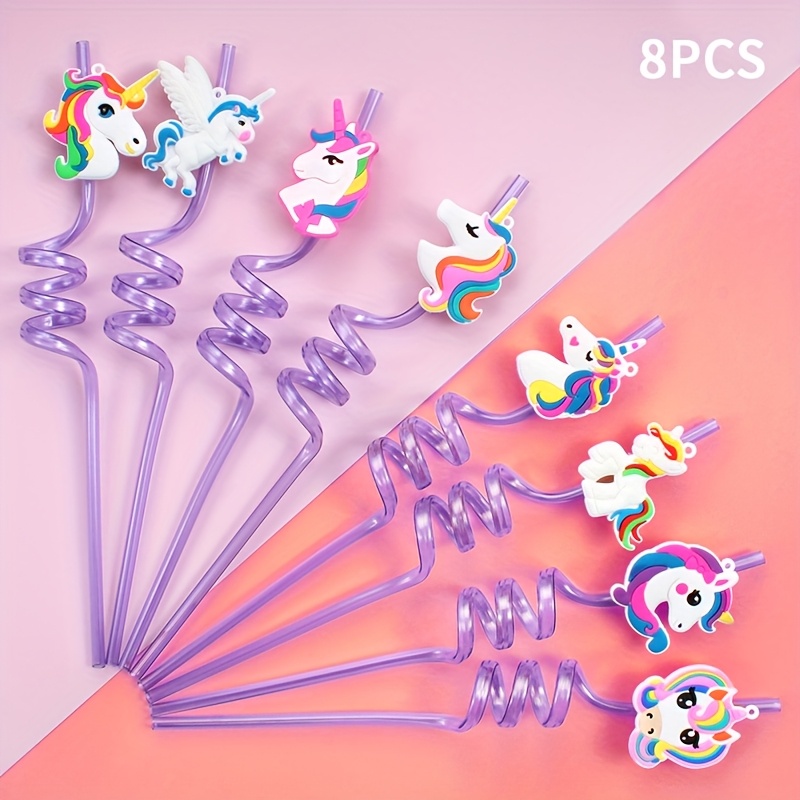 E-shop 8 Stück Einhorn-Themen Party-Strohhalme Wiederverwendbar, Lebensmittelechtes Hochwertiges PET-Material für Cocktails, , Säfte,