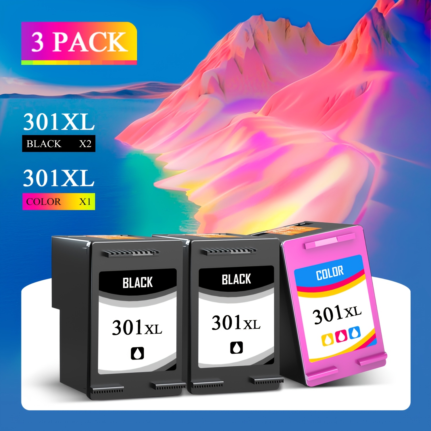 Image of Mutipack 301xl Printer Cartridges For 301xl Printer Cartridges For 301xl Black With 4500 5530 4504 5534 4502 2540 4630 2544 1510 4630 4632