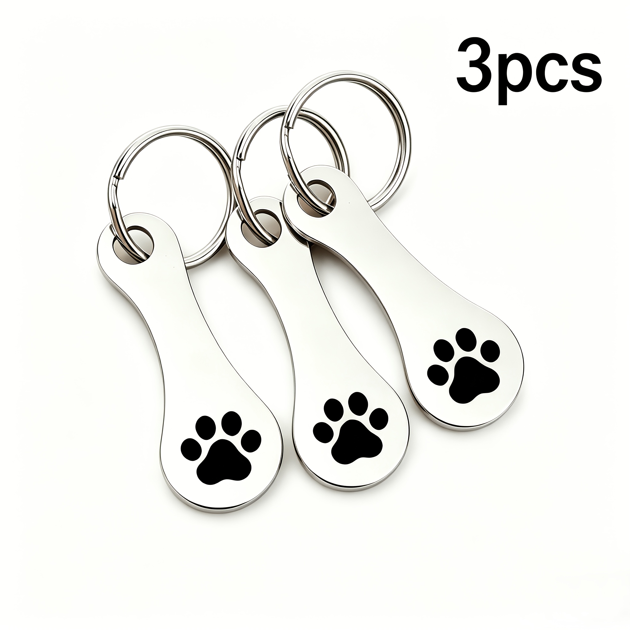 Image of 3pcs Suitable For Supermarket Cat Paw Cart Tokens Keychain | Shopping Cart Key - Stainless Steel Key Ring With Coin Insertion For Trolley Release, Shopping For Trolley Token For , For Supermarket Use