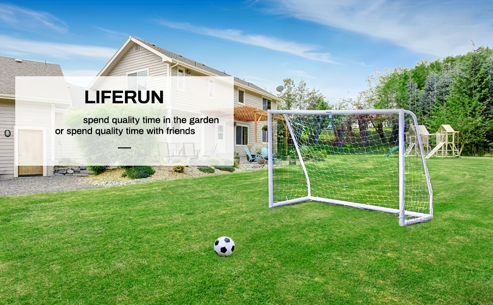 PVC Soccer Goal Set - 10x6.5ft Football Goal With Weatherproof UPVC Frame & 2X High-Quality Nets | Includes Carry Bag, Ground Stakes & Easy Assembly | Backyard, Training, Gifts For Men, Kids & Stocking Stuffers