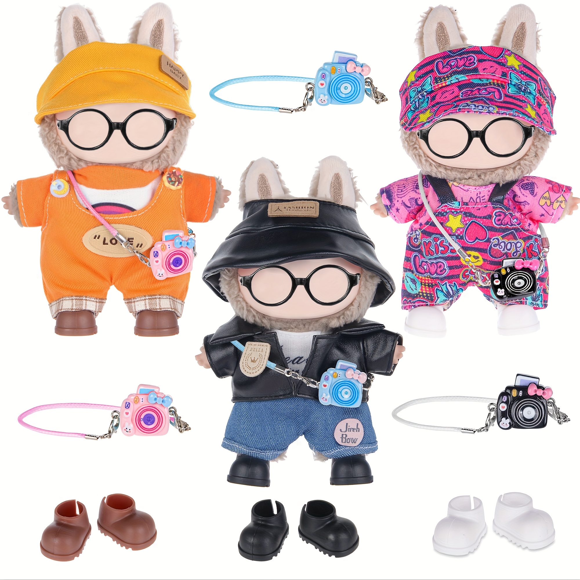 TEMU 3 Ensembles de Vêtements Décontractés pour Poupée Labubu (17 cm) – Accessoires et Tenues Inclus, Idéal Cadeau d'Halloween ou Anniversaire, Âge